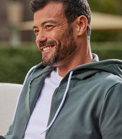 Sweat zippé Homme Sauge - Intemporel