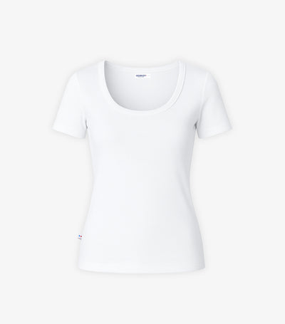 T-shirt Femme Côtelé Blanc - Intemporel