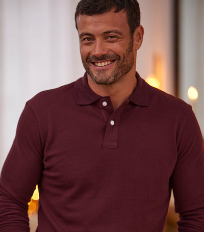 Polo Homme Manches Longues Bordeaux - Intemporel