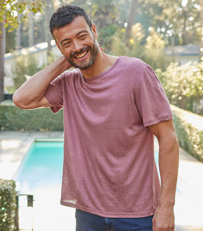 T-shirt Homme en Lin Rose - Intemporel