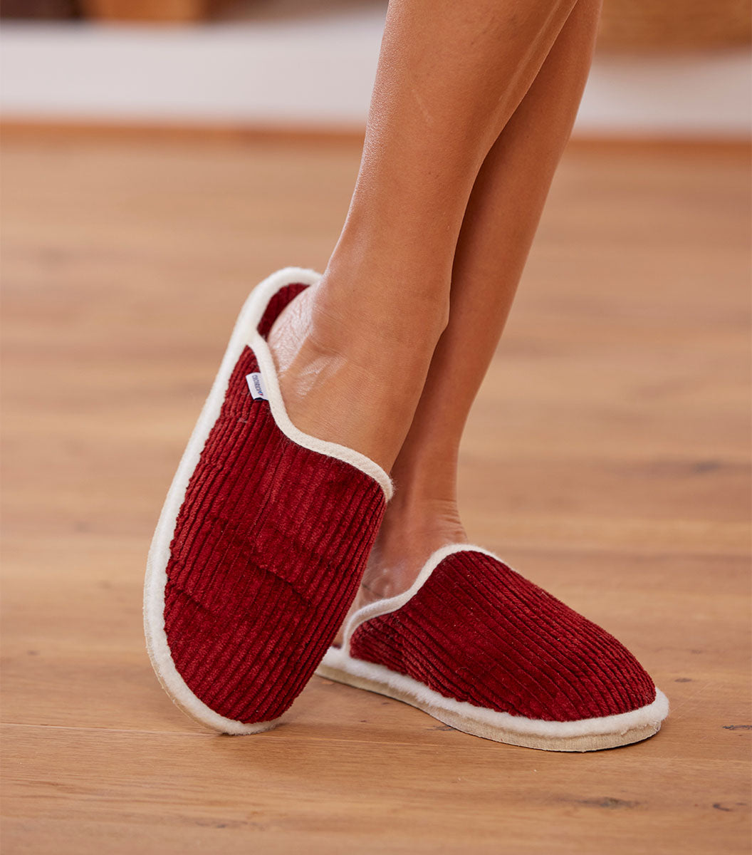 Mules Velours Femme Bordeaux