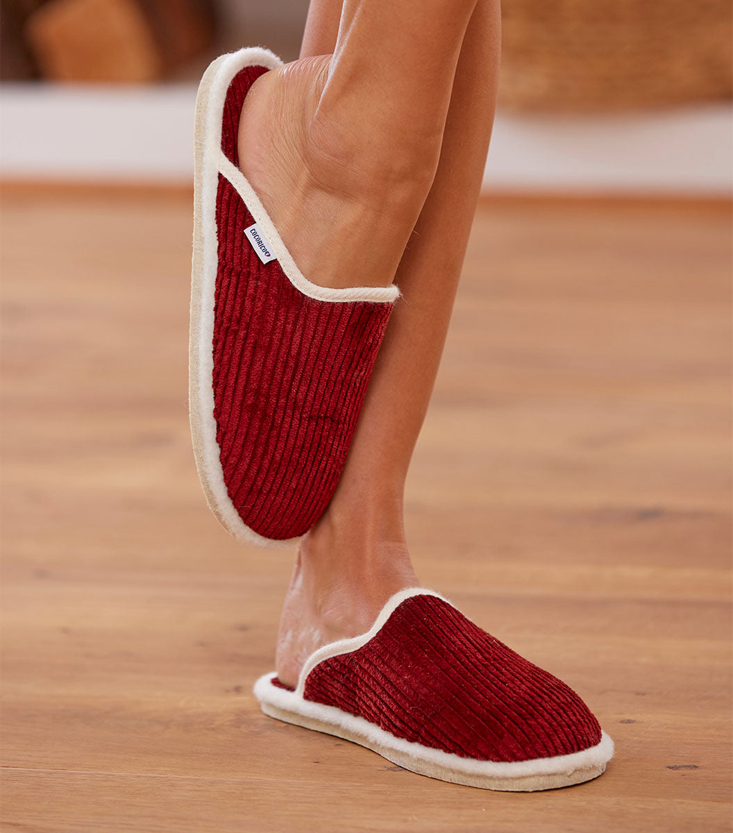 Mules Velours Femme Bordeaux