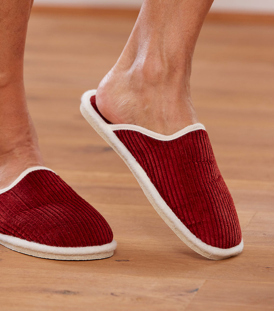 Mules Velours Homme Bordeaux