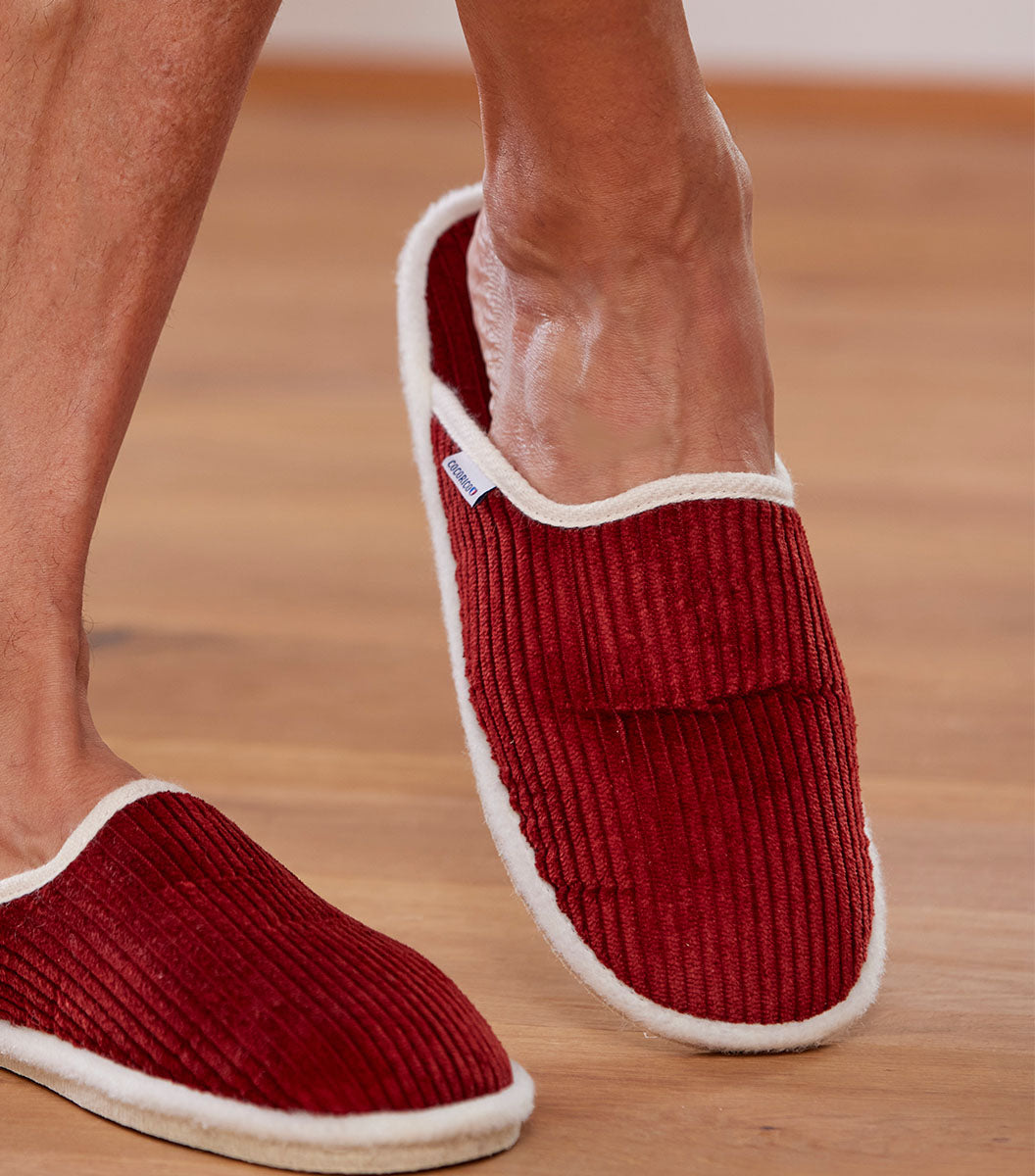 Mules Velours Homme Bordeaux