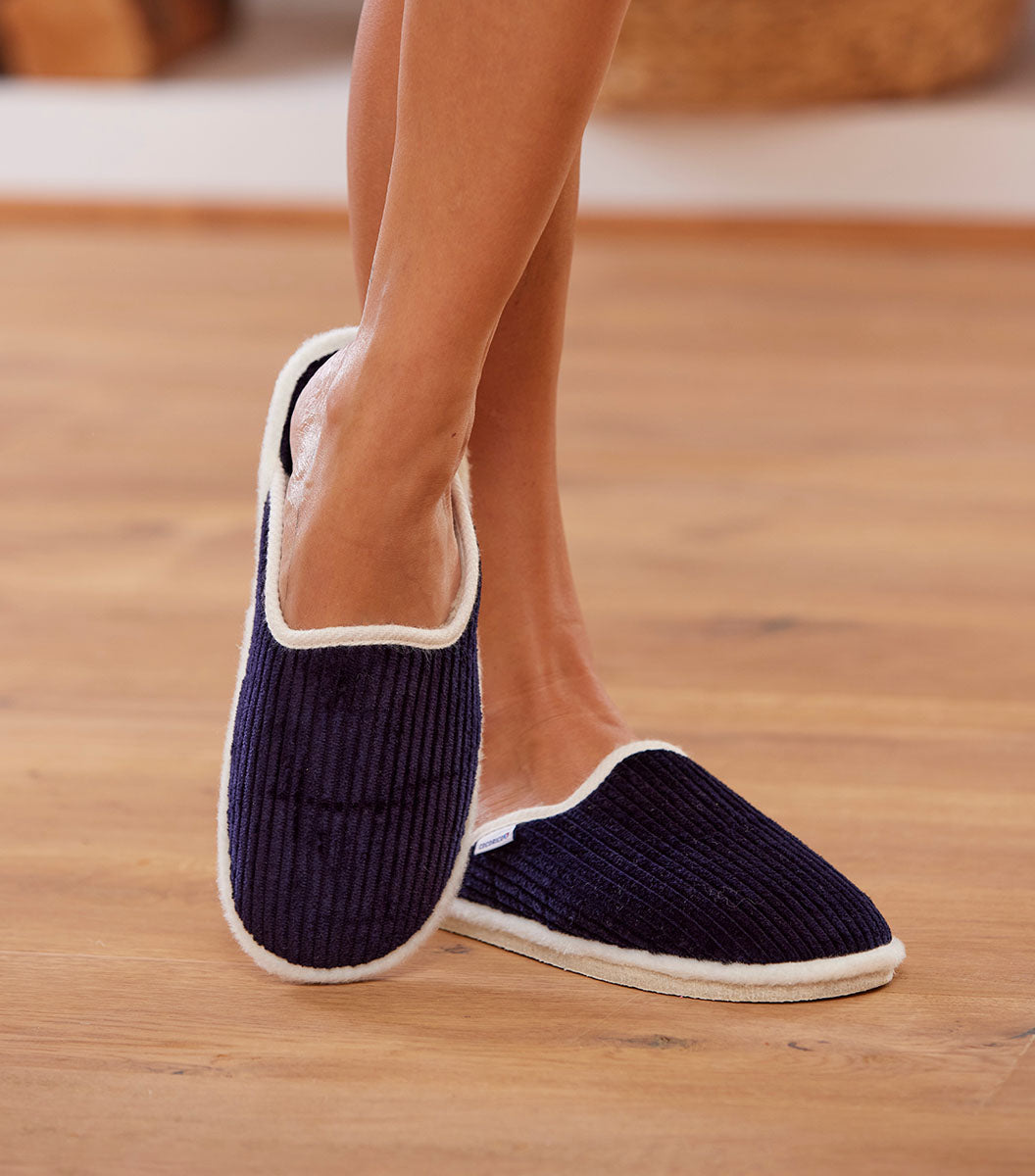 Mules Velours Femme Marine