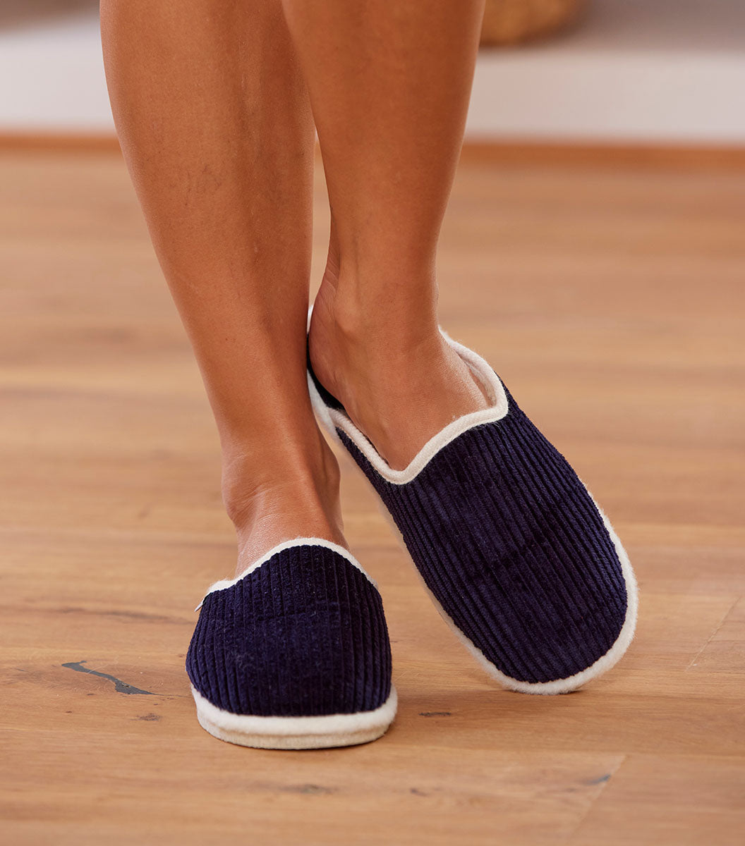Mules Velours Femme Marine