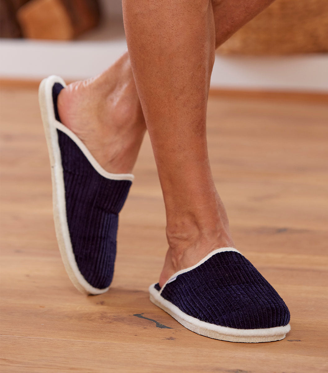 Mules Velours Homme Marine