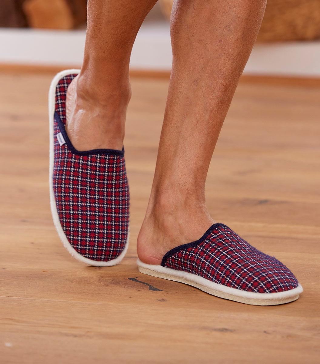 Mules Homme Tartan Rouge