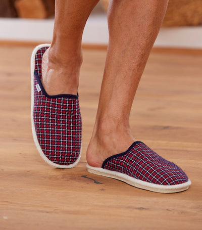Mules Homme Tartan Rouge