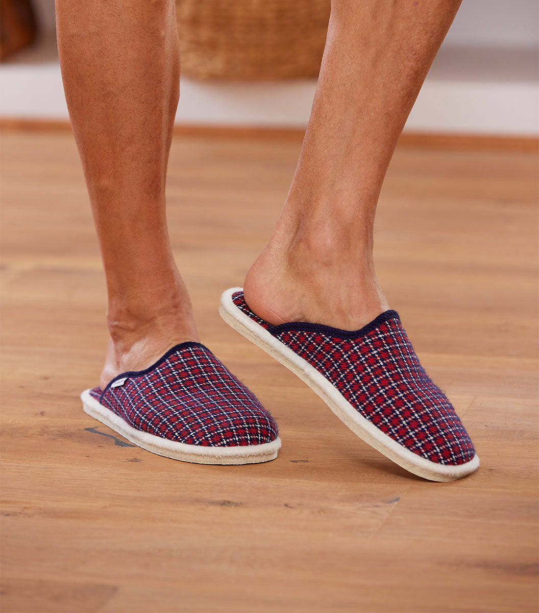 Mules Homme Tartan Rouge
