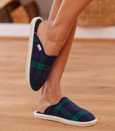 Mules Femme Tartan Vert