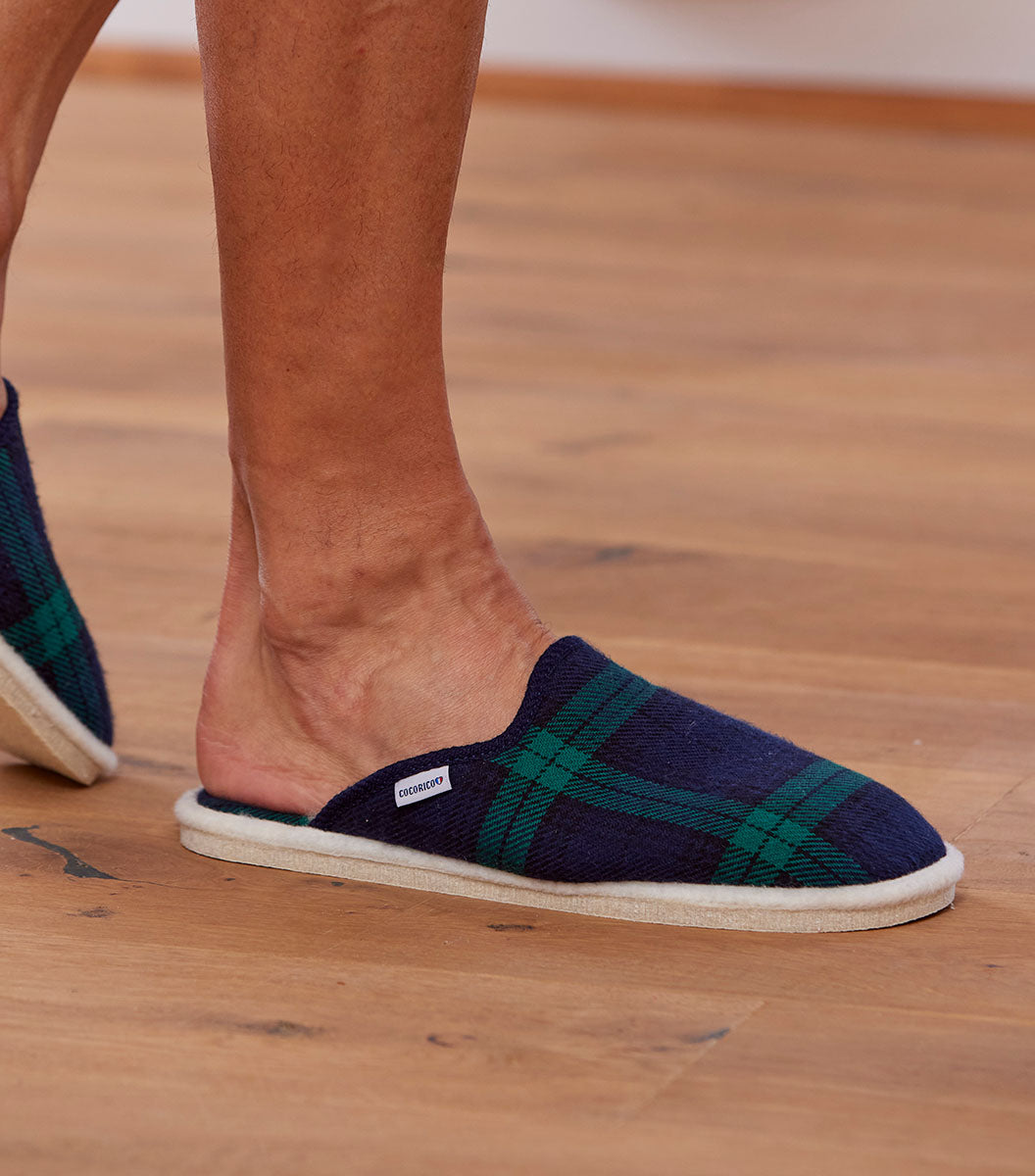 Mules Homme Tartan Vert