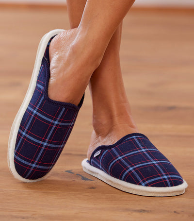 Mules Femme Tartan Bleu