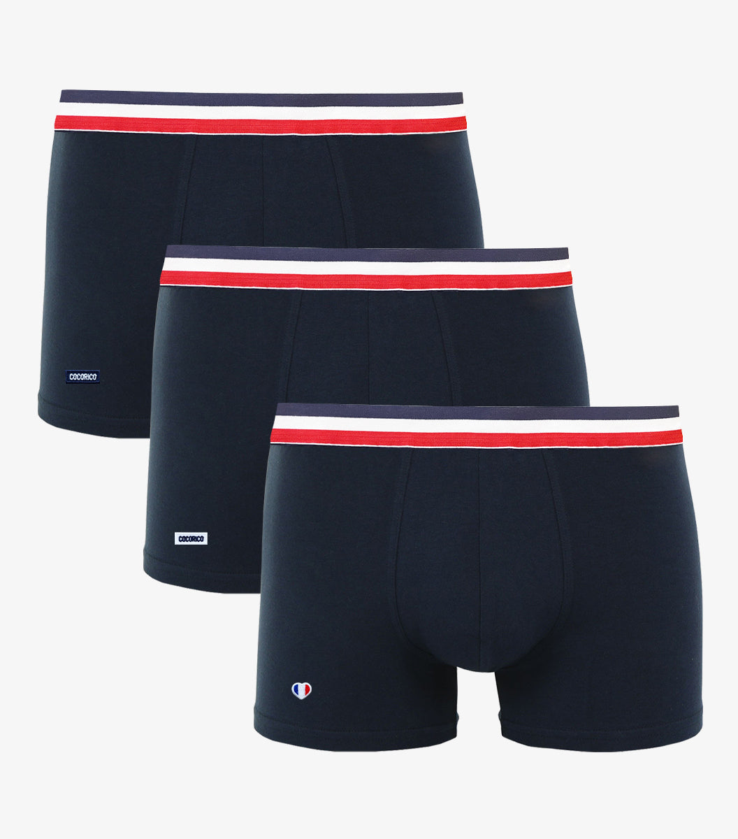 Boxer Homme Supporter Marine x3 - Pack brodé