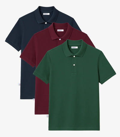 Polo Homme x3 - Pack Marine/Bordeaux/Sapin