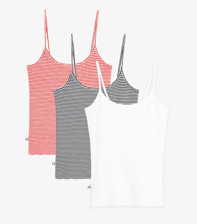 Caraco Femme x3 - Pack Marinières/Blanc
