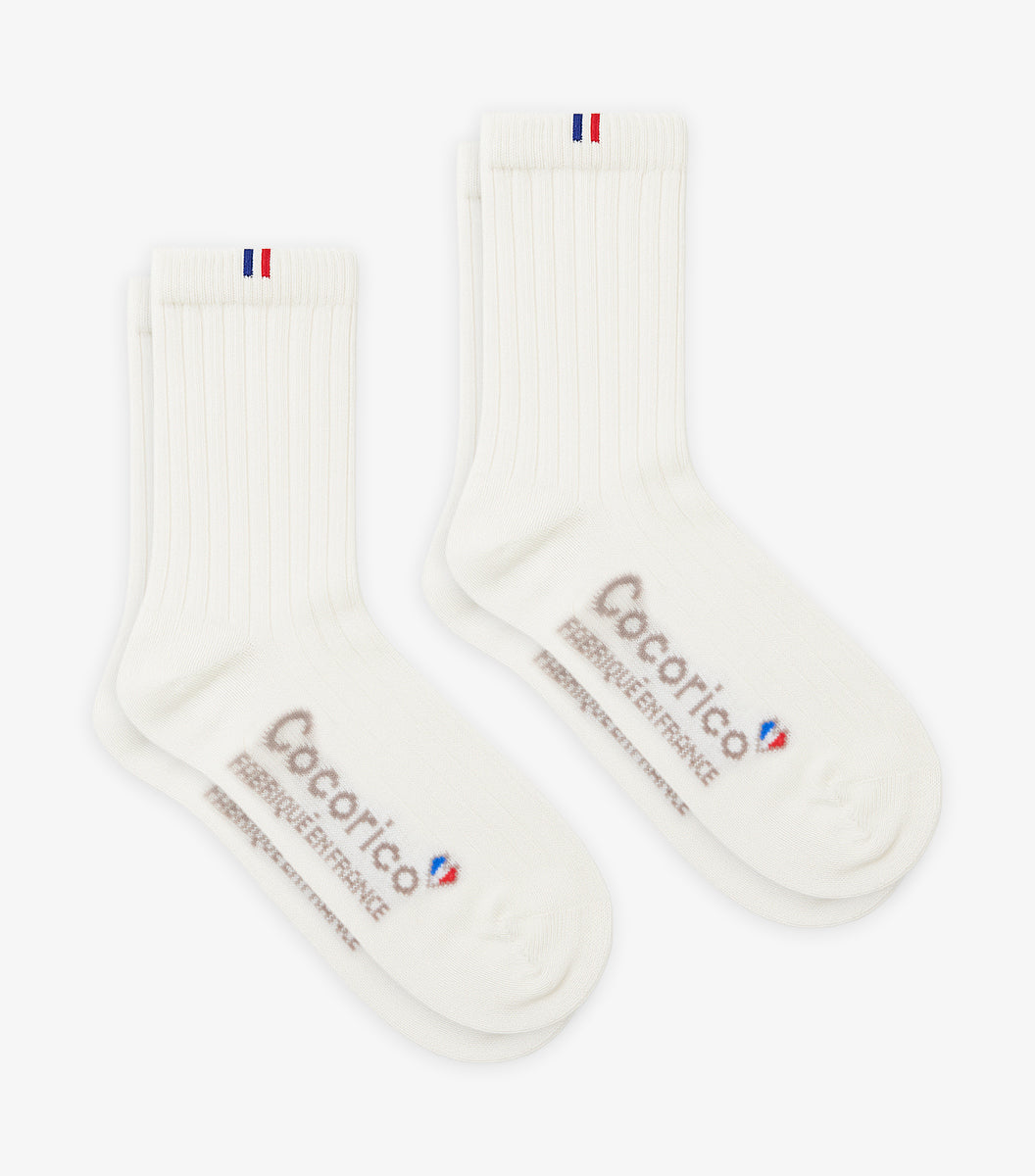 Chaussettes Femme en Laine Ecru x2 - Pack Intemporel