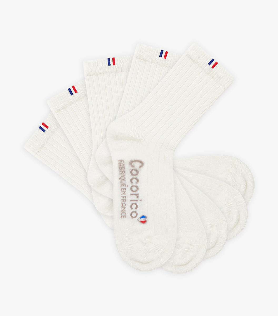 Chaussettes Femme en Laine Ecru x5 - Pack Intemporel
