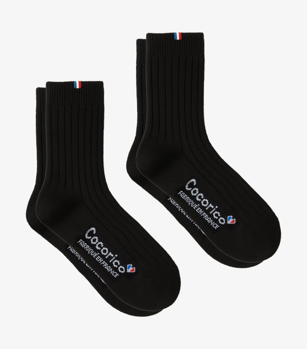 Chaussettes Femme en Laine Noir x2 - Pack Intemporel