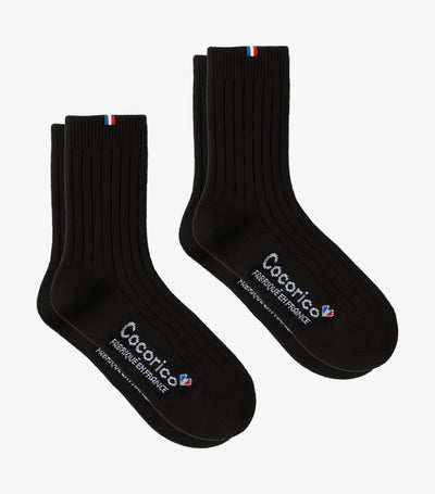 Chaussettes Femme en Laine Noir x2 - Pack Intemporel