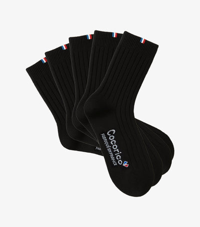 Chaussettes Femme en Laine Noir x5 - Pack Intemporel