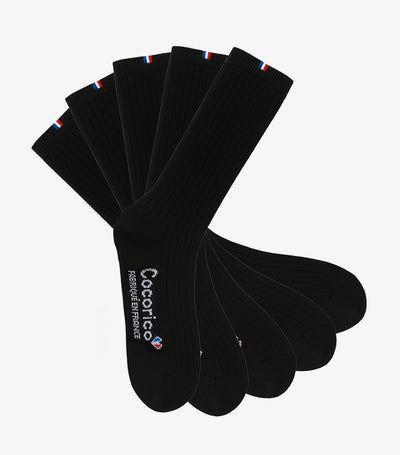 Chaussettes Homme en Laine Noir x5 - Pack Intemporel