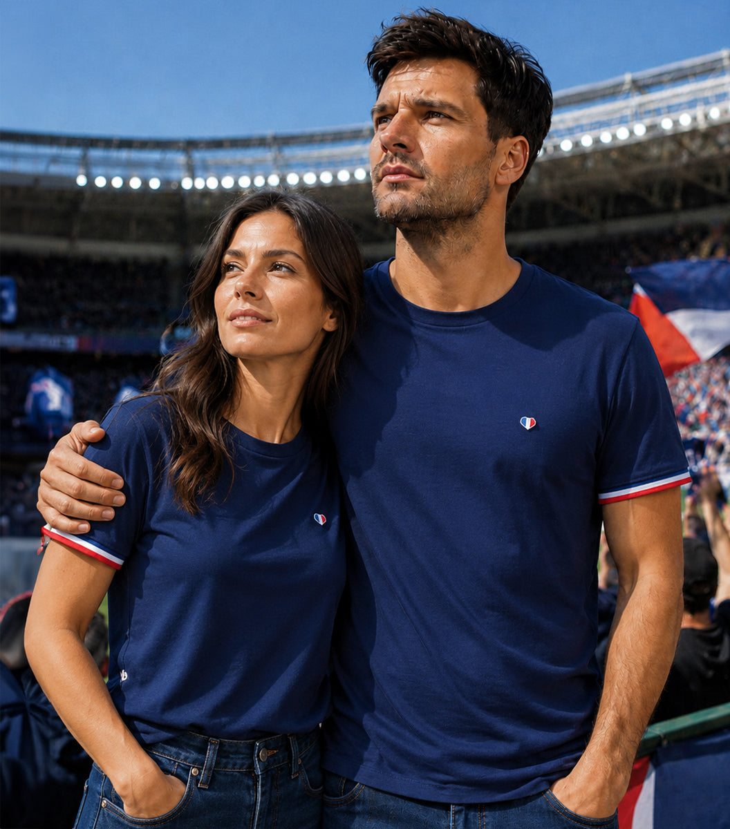 Pack Duo Homme/Femme T-shirt Supporter Marine - Iconique