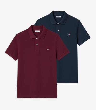Pack Homme Polo Marine/Bordeaux