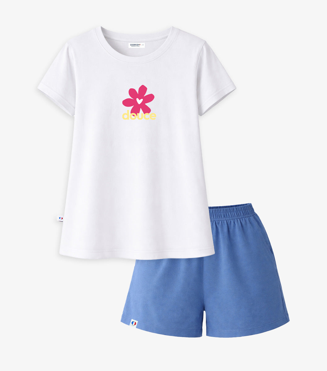 Ensemble Pyjama Femme Blanc/Bleu - Douce