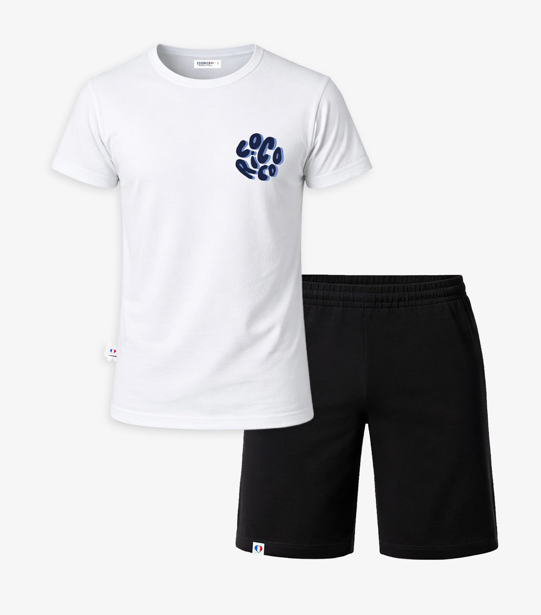 Ensemble Pyjama Homme Blanc/Noir - Nuage