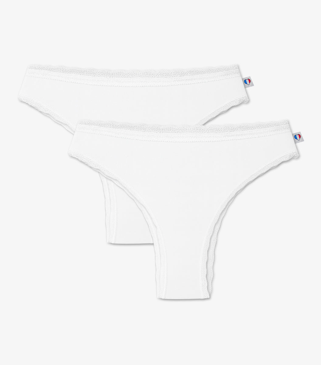 Tanga Dentelle Femme Blanc x2 - Pack Intemporel