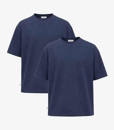T-shirt Oversize Homme Bleu Jean x2 - Pack Intemporel