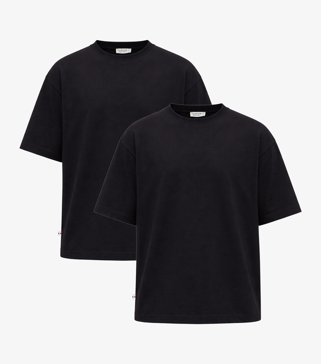 T-shirt Oversize Homme Noir x2 - Pack Intemporel
