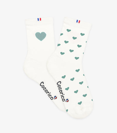 Chaussettes Femme x2 - Le Pack Cœur Vert