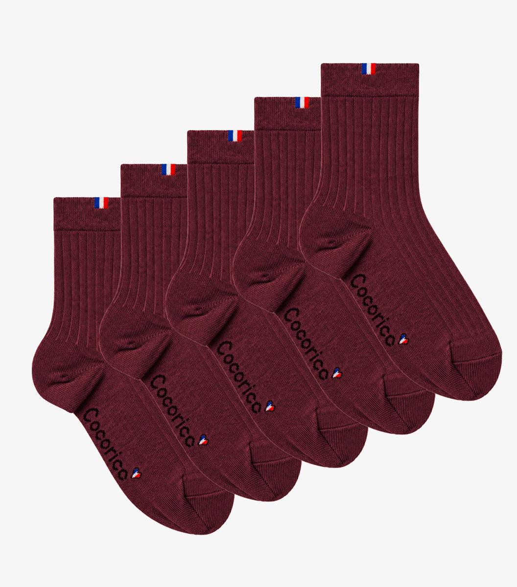 Chaussettes Femme en Laine Bordeaux x5 - Pack Intemporel