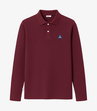 Polo Homme Manches Longues Bordeaux - Blason
