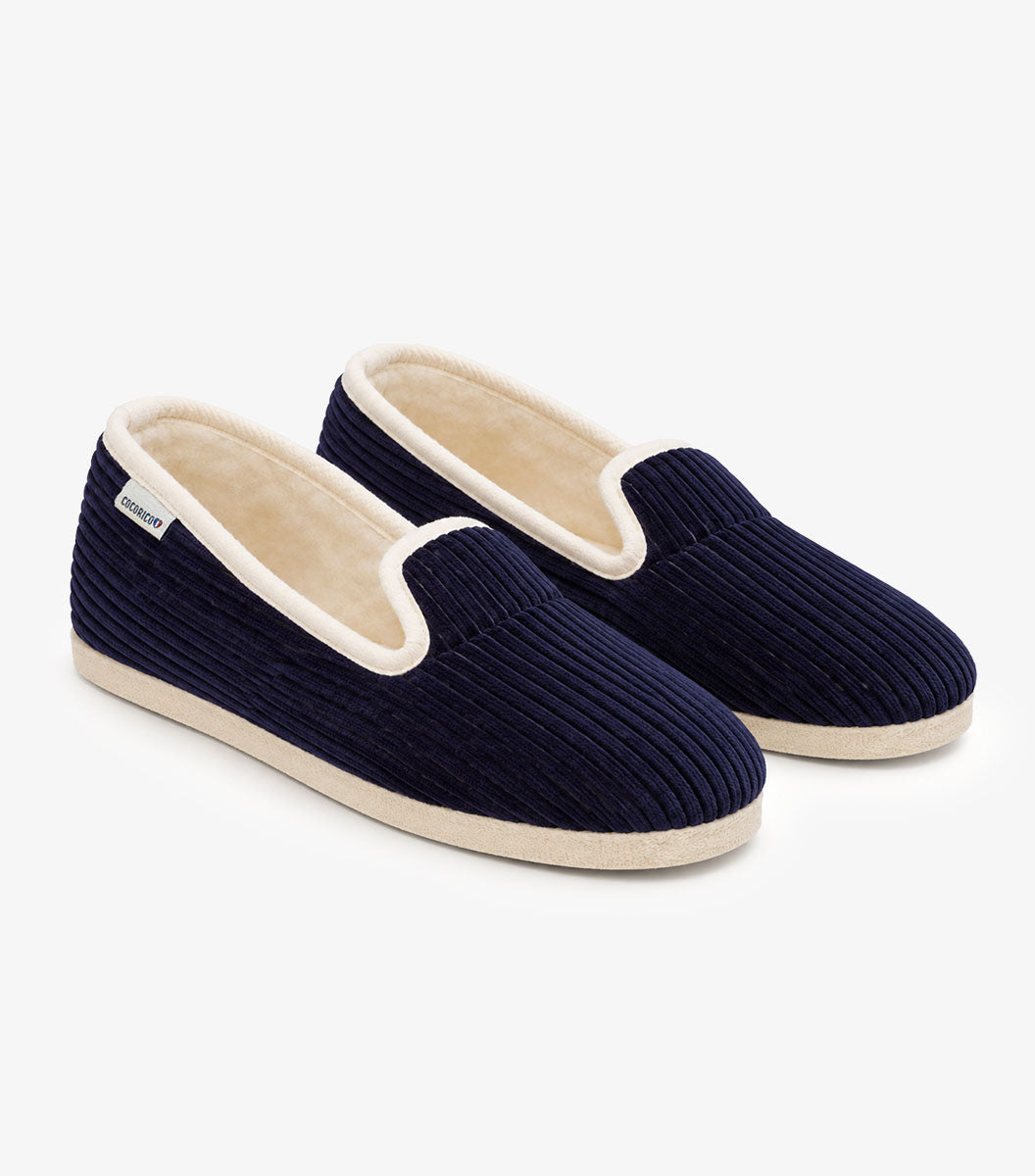 Charentaises Velours Femme Marine