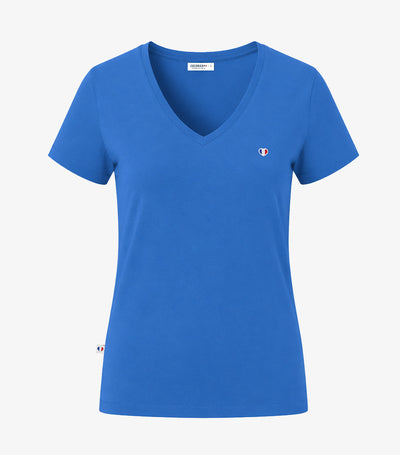 T-shirt col V Femme Bleu Riviera - Intemporel