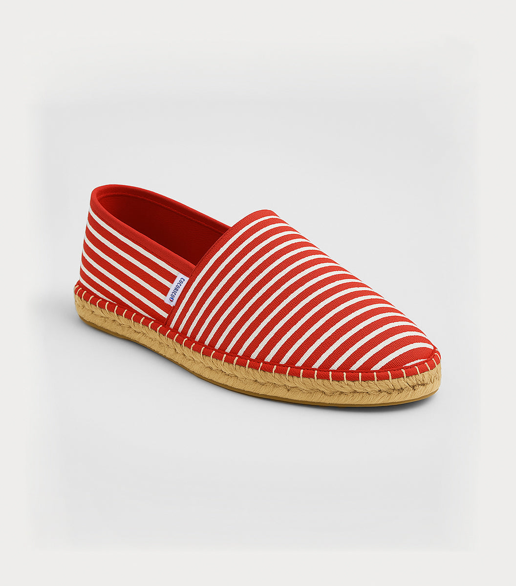 Espadrille Homme Rayé Fine Rouge