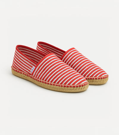 Espadrille Femme Rayé Fine Rouge
