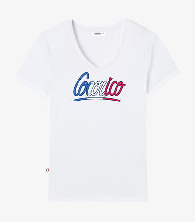T-shirt col V Femme Blanc - Emotion