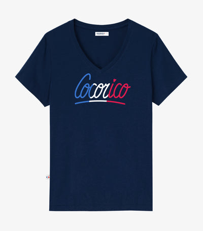 T-shirt col V Femme Marine - Emotion