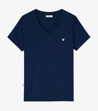 T-shirt col V Femme Marine - Vibrations
