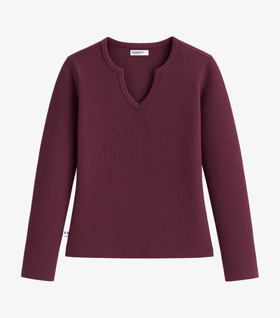 Ensemble Maille Côtelée Femme Bordeaux - Intemporel