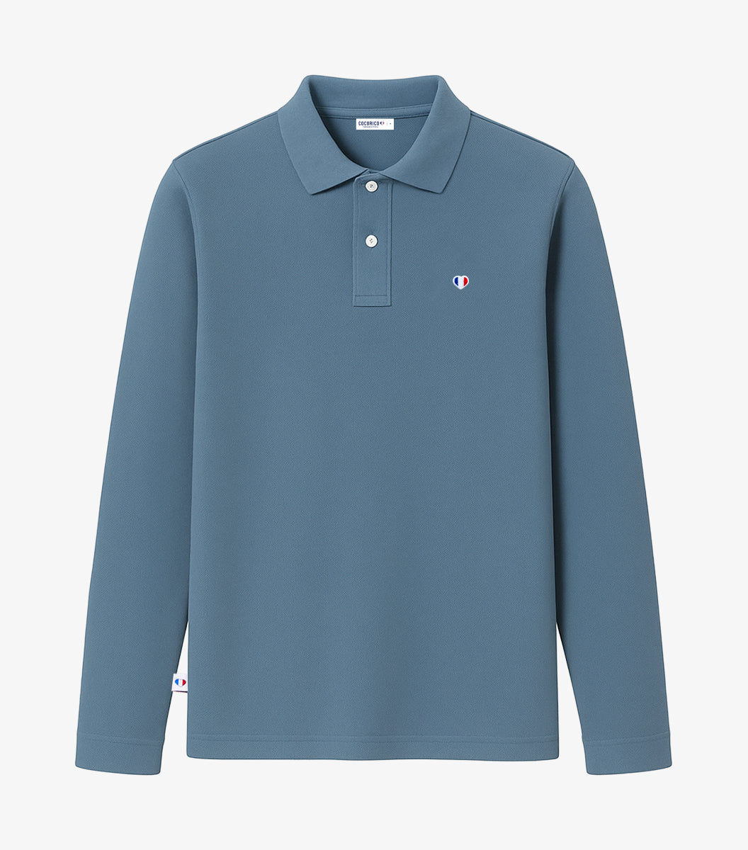 Polo Homme Manches Longues Azur - L'Iconique