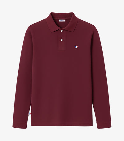 Polo Homme Manches Longues Bordeaux - Iconique