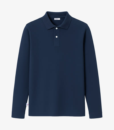 Polo Homme Manches Longues Marine - Intemporel