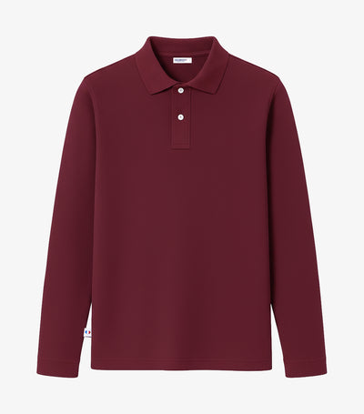 Polo Homme Manches Longues Bordeaux - Intemporel
