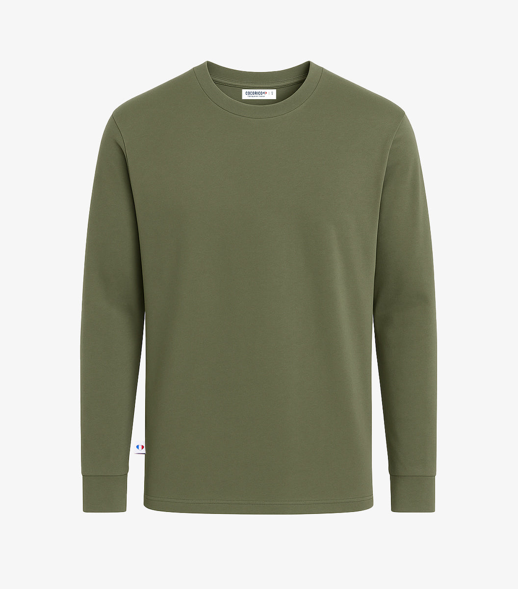 T-shirt Manches Longues Homme Kaki - Intemporel