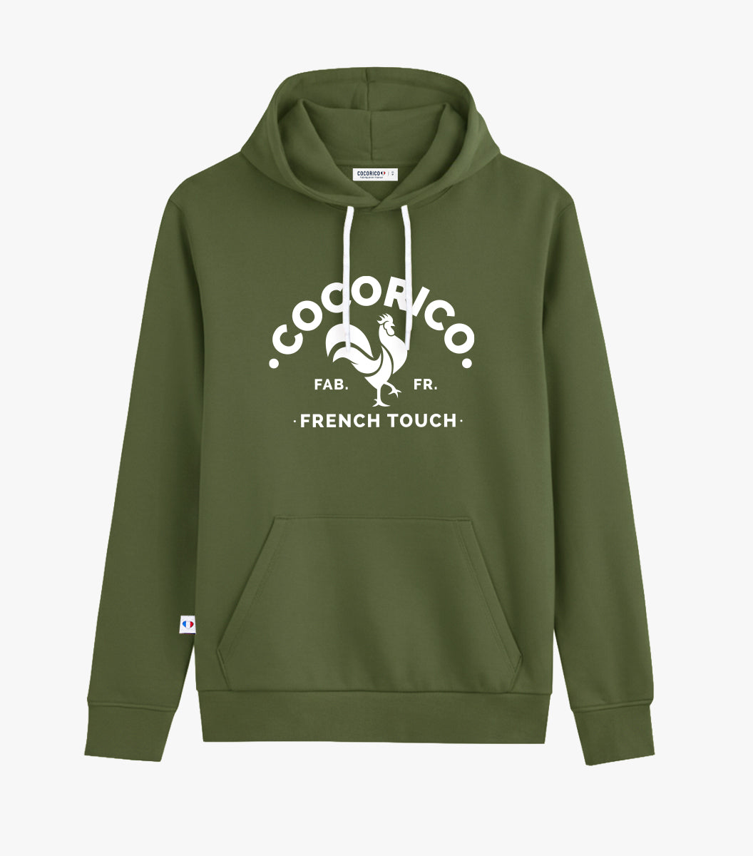 Sweat à capuche Homme Kaki - Coq Français